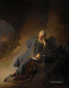  Rembrandt Malerei - Jeremiah die Zerstörung von Jerusalem Porträt Rembrandt Bejammern